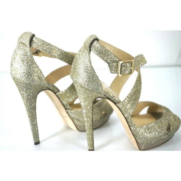 Jimmy Choo Kayak Glitter Platform Stappy Open Toe Sandals - Picture 5 of 11